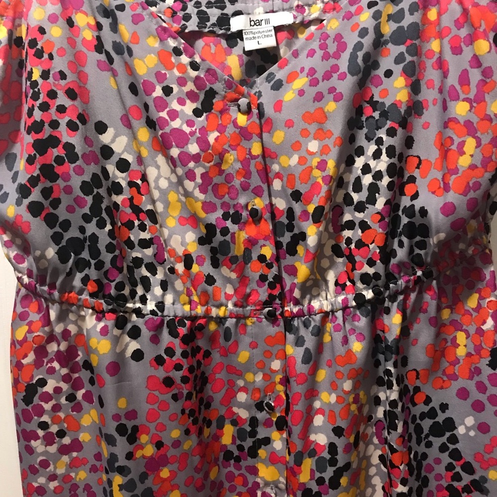 Bright spring mini dress, button up the front
